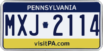 PA license plate MXJ2114