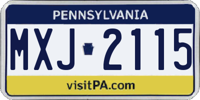 PA license plate MXJ2115