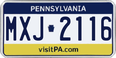 PA license plate MXJ2116