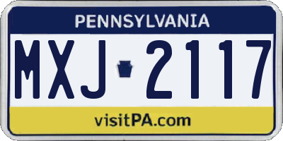 PA license plate MXJ2117