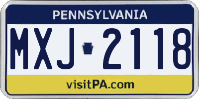 PA license plate MXJ2118