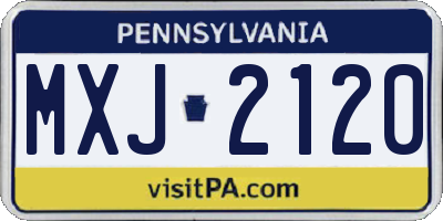 PA license plate MXJ2120