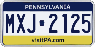 PA license plate MXJ2125