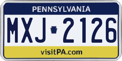 PA license plate MXJ2126
