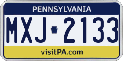 PA license plate MXJ2133