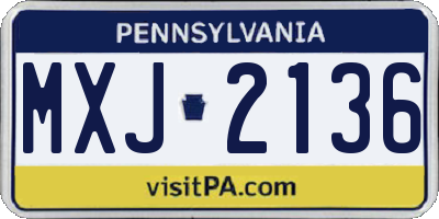PA license plate MXJ2136