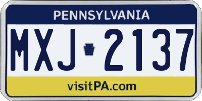 PA license plate MXJ2137