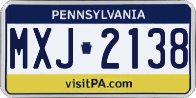 PA license plate MXJ2138