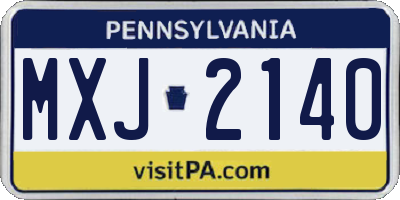 PA license plate MXJ2140