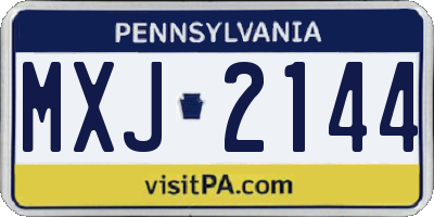 PA license plate MXJ2144