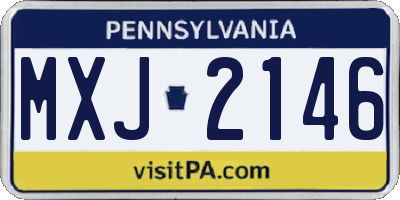 PA license plate MXJ2146