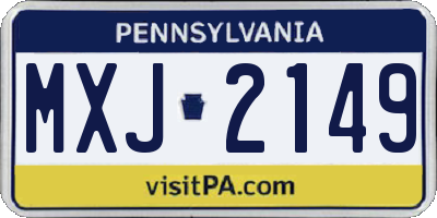 PA license plate MXJ2149