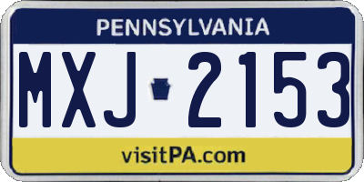 PA license plate MXJ2153