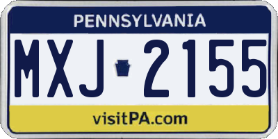 PA license plate MXJ2155