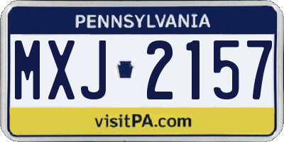 PA license plate MXJ2157