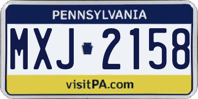 PA license plate MXJ2158