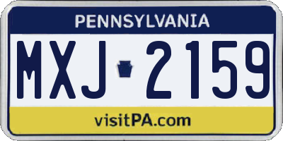 PA license plate MXJ2159