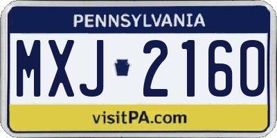PA license plate MXJ2160