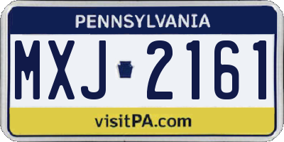 PA license plate MXJ2161