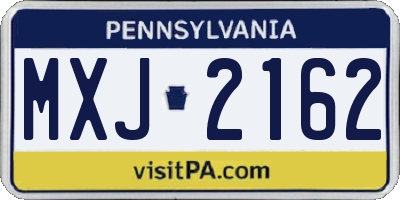 PA license plate MXJ2162