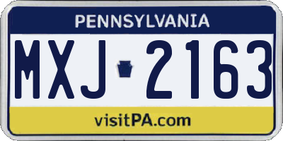 PA license plate MXJ2163
