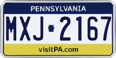 PA license plate MXJ2167