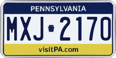 PA license plate MXJ2170