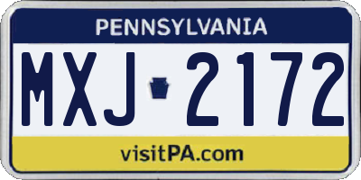 PA license plate MXJ2172