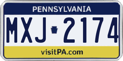 PA license plate MXJ2174