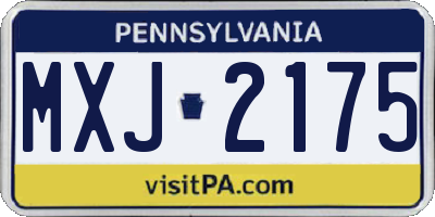 PA license plate MXJ2175