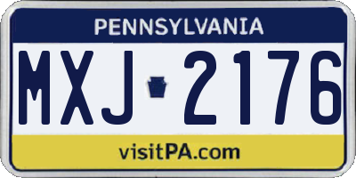 PA license plate MXJ2176