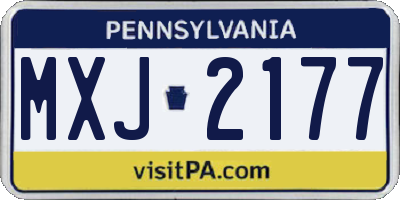 PA license plate MXJ2177