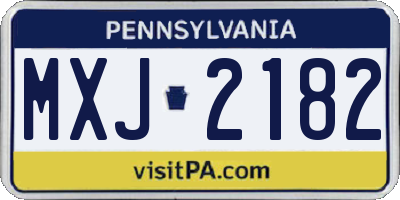 PA license plate MXJ2182