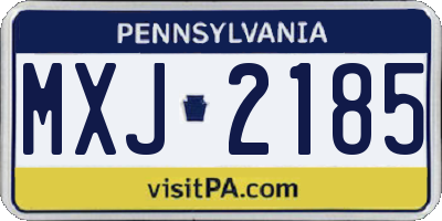 PA license plate MXJ2185