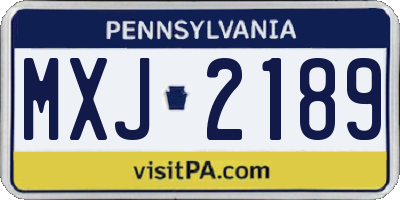 PA license plate MXJ2189