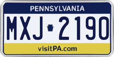 PA license plate MXJ2190