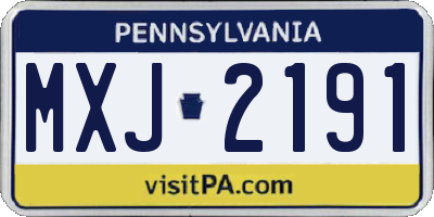 PA license plate MXJ2191