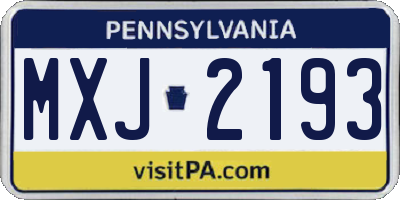 PA license plate MXJ2193