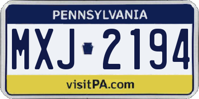 PA license plate MXJ2194