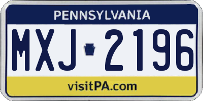 PA license plate MXJ2196