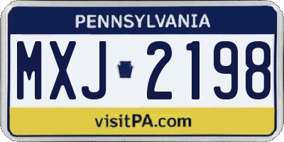 PA license plate MXJ2198