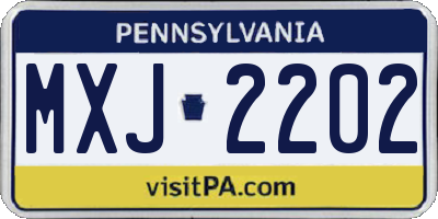 PA license plate MXJ2202