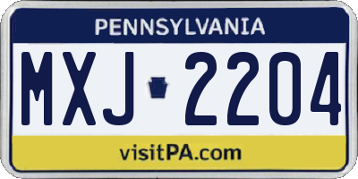 PA license plate MXJ2204