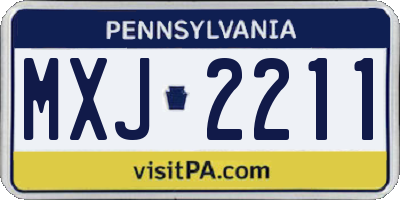 PA license plate MXJ2211