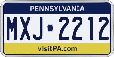 PA license plate MXJ2212