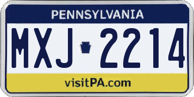 PA license plate MXJ2214