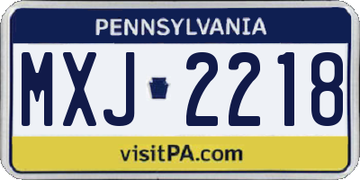 PA license plate MXJ2218