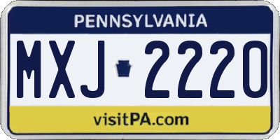 PA license plate MXJ2220