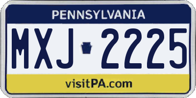 PA license plate MXJ2225
