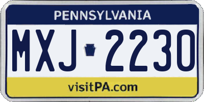 PA license plate MXJ2230